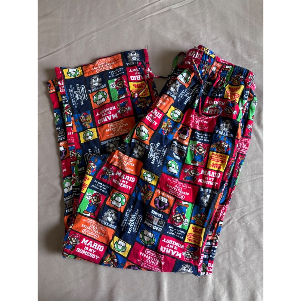 Nintendo Super Mario Bros Pajama Pants Mens Graphic Lounge Sleepwear Large